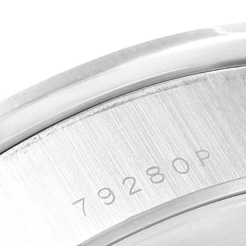 This is a close-up image of the case back edge showing the model number "79280P" of the Tudor Tiger 79280P Men's Stainless Steel Green Dial 79280P Men's Stainless Steel Green Dial watch.