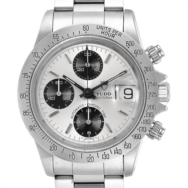 Tudor Prince Big Block Oysterdate Silver Vertical Panda Dial Watch 79180 SwissWatchExpo