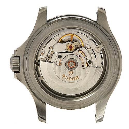 This image shows the back view of a Tudor Hydronaut 89190 Men's Stainless Steel Black Dial 89190 Men's Stainless Steel Black Dial watch, highlighting its internal movement and mechanics.