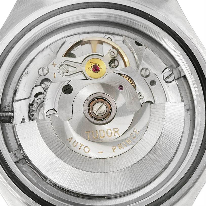 This image shows the internal mechanical movement of the Tudor Prince 9101/0 Men's Stainless Steel Silver Dial 9101/0 Men's Stainless Steel Silver Dial watch from a close-up angle.