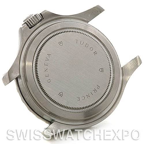 The image shows the back case of a Tudor Hydronaut 16220 P Men's Stainless Steel Mother of Pearl Dial 16220 P Men's Stainless Steel Mother of Pearl Dial watch, highlighting the case back and crown.