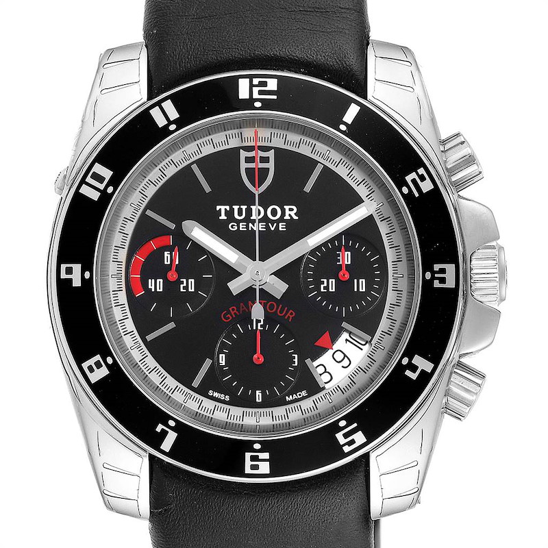 Tudor Grantour Black Dial Chronograph Steel Mens Watch 20350N Unworn SwissWatchExpo