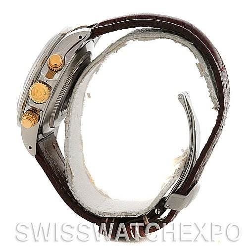 The image shows a side profile of a Tudor Tiger 79263 Men's Yellow Gold Champagne Dial 79263 Men's Yellow Gold Champagne Dial model watch, highlighting the crown and pushers.