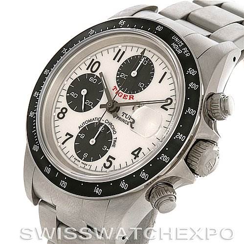This image shows the front and right-side view of the Tudor Tiger 79260 Men
s Stainless Steel White Dial 79260 Men
s Stainless Steel White Dial model watch, including the dial, bezel, and crown.