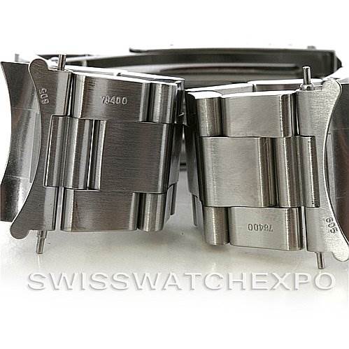 The image shows a detailed, close-up view of the metal bracelet links and clasp for the Tudor Tiger 79260 Men
s Stainless Steel White Dial 79260 Men
s Stainless Steel White Dial model watch.