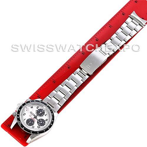 The image shows the Tudor Tiger 79260 Men
s Stainless Steel White Dial 79260 Men
s Stainless Steel White Dial watch from a top-down angle, displaying the entire watch including the face, bezel, bracelet, and clasp.