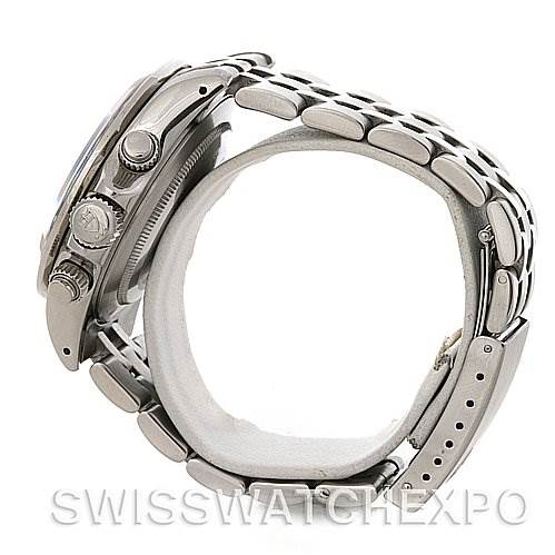 The image shows a side view of the Tudor Prince 79260 Men's Stainless Steel White Dial 79260 Men's Stainless Steel White Dial watch, displaying its crown, pushers, and bracelet.