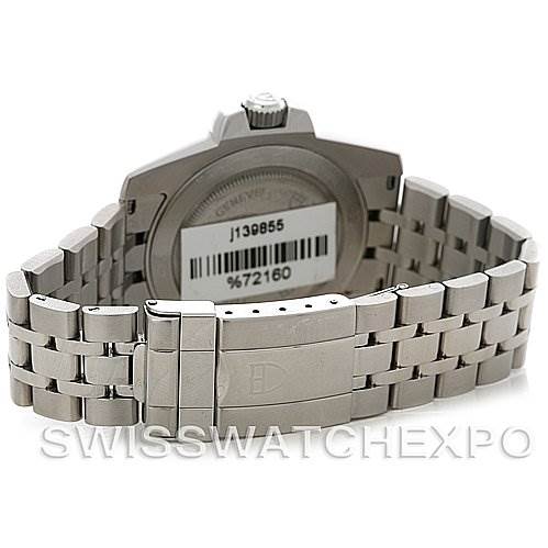 This image shows the back of a Tudor Hydronaut 20030 Men's Stainless Steel Black Dial 20030 Men's Stainless Steel Black Dial watch focusing on the bracelet and clasp.