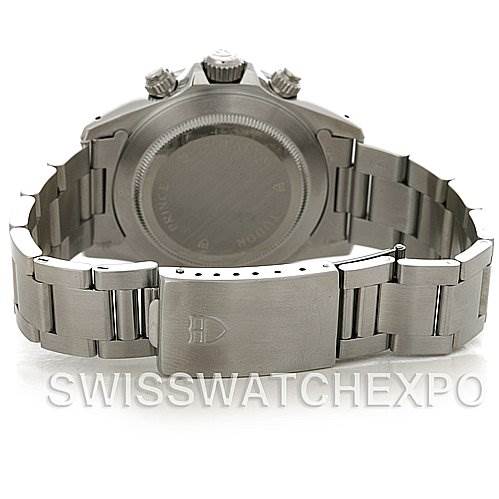 This image shows the back case and metal bracelet of the Tudor Tiger 79280 Men's Stainless Steel White Dial 79280 Men's Stainless Steel White Dial model watch at an angle.