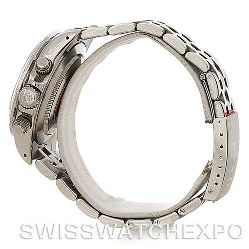 The image displays the Tudor Prince model watch from a side angle, highlighting its case, crown, and partially deployed metal bracelet.