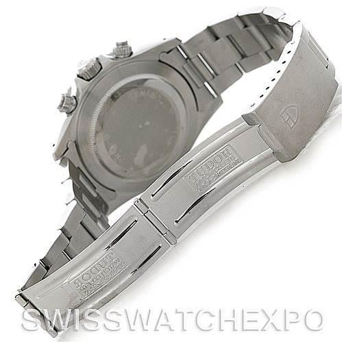 This image shows the back view and open bracelet clasp of the Tiger model by Tudor.