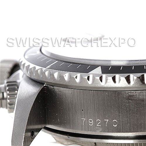 The image shows a close-up side view of the bezel, crown, and case of Tudor Tiger 79280 Men
s Stainless Steel White Dial 79280 Men
s Stainless Steel White Dial model 79270 watch.