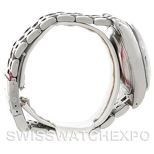 The Tudor Prince 79280 Men's Stainless Steel Black Dial 79280 Men's Stainless Steel Black Dial model watch is shown in a side profile, highlighting the bracelet and the case.