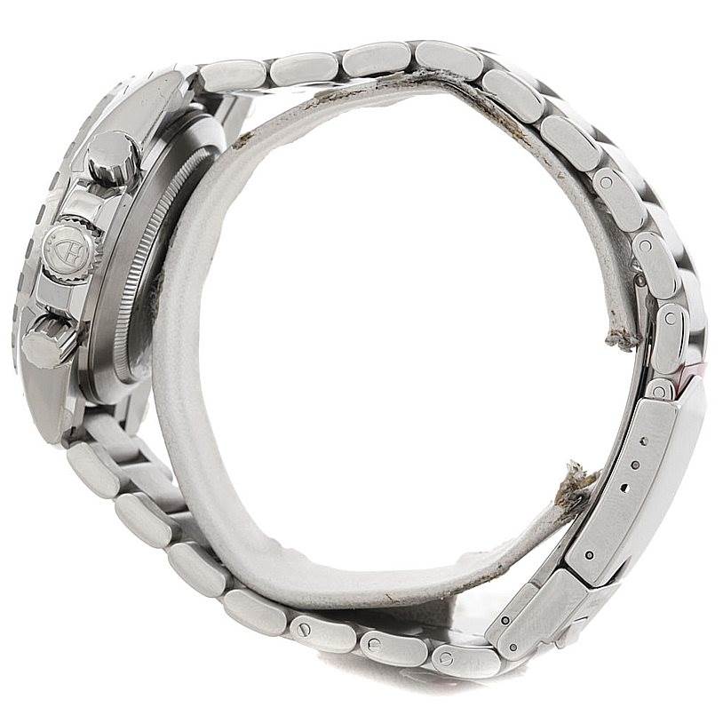 The Tudor Hydronaut 20360N Men's Stainless Steel White Dial 20360N Men's Stainless Steel White Dial watch is shown from a side angle, displaying the case, crown, and metal bracelet.