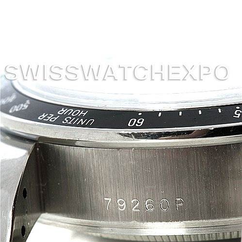 The image shows a close-up side view of the Tudor Tiger 79280 Men
s Stainless Steel Silver Dial 79280 Men
s Stainless Steel Silver Dial model watch, focusing on the bezel, case, and reference number 79260P.