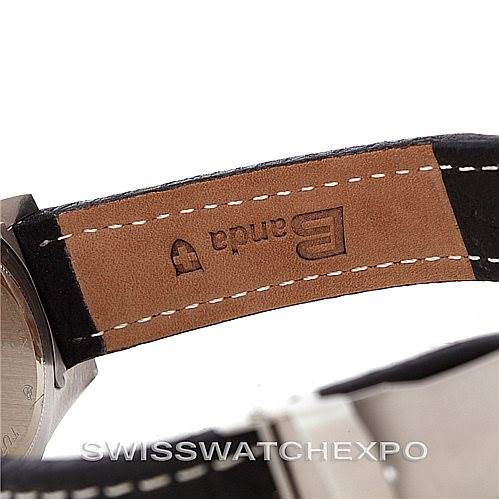 This image shows the underside of the leather strap of a Tudor Prince model watch, highlighting the stitching and brand logo.