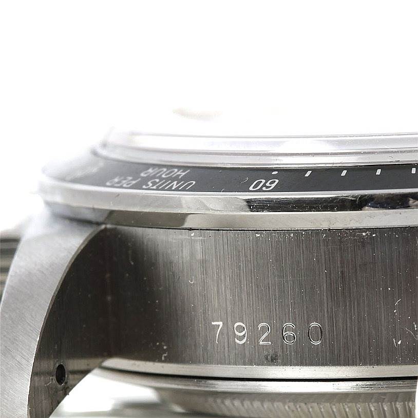 This image of the Tudor Prince model watch shows a close-up angle of the side, featuring the bezel, case, and model number 79260.