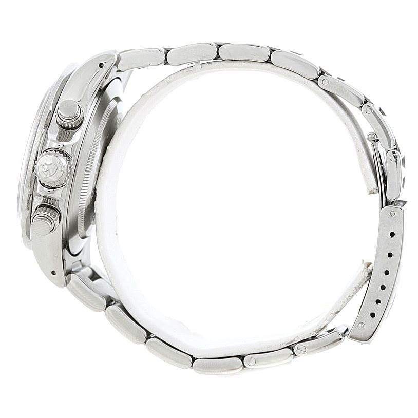 This side view of the Tudor Prince watch shows the bracelet, crown, pushers, and case side.