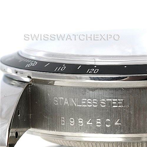 The image shows a close-up side view of the bezel, case, and serial number of a Tudor Tiger 79260 Men's Stainless Steel White Dial 79260 Men's Stainless Steel White Dial model watch.