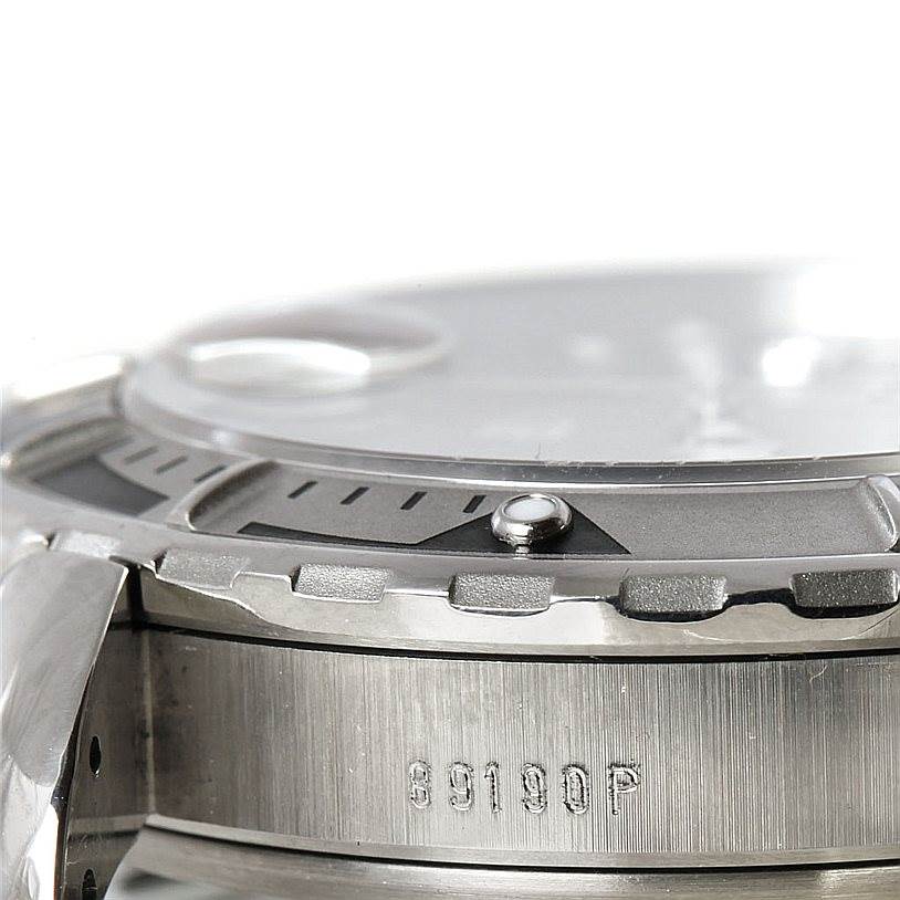 The image shows a close-up, side view of the bezel, case, and part of the bracelet of the Tudor Hydronaut 89190 Men's Stainless Steel Grey Dial 89190 Men's Stainless Steel Grey Dial watch with the model number visible.