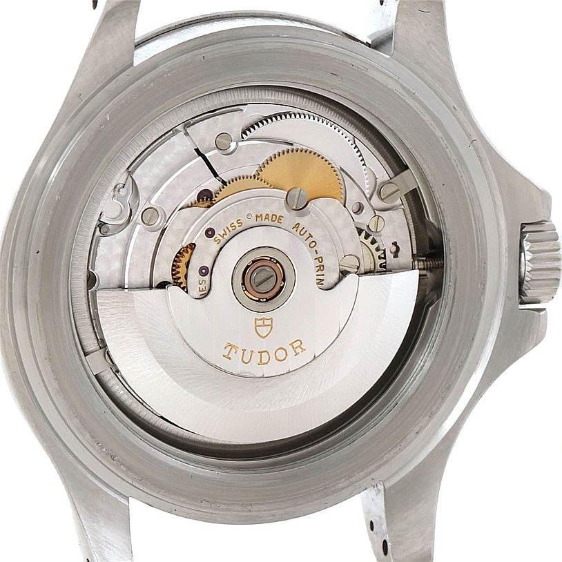 This image shows the back view of the Tudor Hydronaut 89190 Men's Stainless Steel Grey Dial 89190 Men's Stainless Steel Grey Dial watch, highlighting the intricate movement and inner mechanisms.