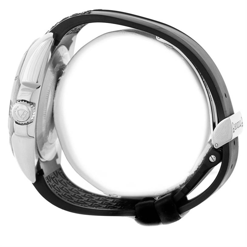 The image shows a side view of a Tudor Hydronaut 20040 Men's Stainless Steel White Dial 20040 Men's Stainless Steel White Dial watch, highlighting its crown, case, and rubber strap.