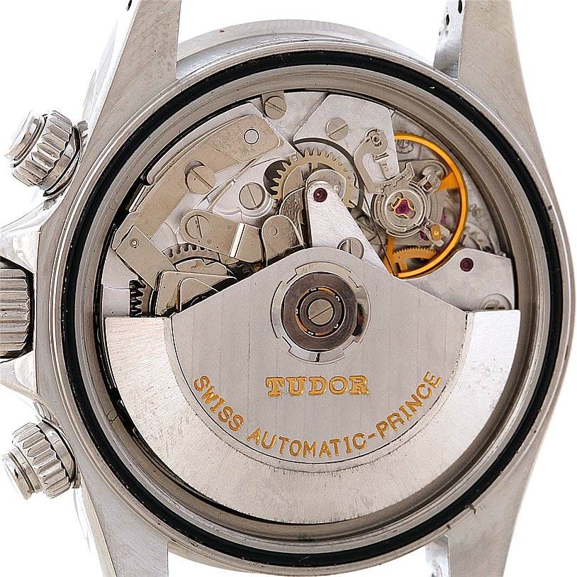 The image shows the internal mechanism of the Tudor Tiger 79280P Men's Stainless Steel Black Dial 79280P Men's Stainless Steel Black Dial model watch, viewed from the back.