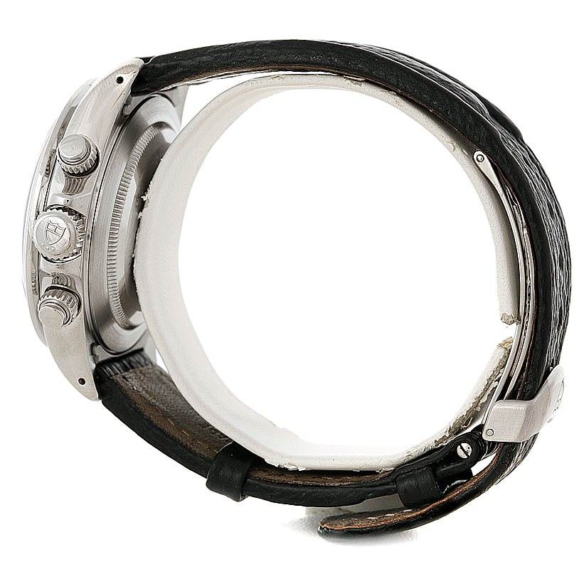 The image shows a side view of the Tudor Tiger 79280P Men's Stainless Steel Black Dial 79280P Men's Stainless Steel Black Dial model watch, highlighting its crown, pushers, and part of the strap.