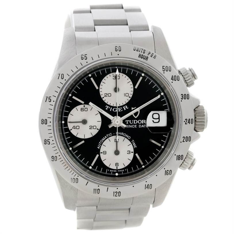 The image shows a frontal view of the Tudor Prince model watch, featuring the dial, bezel, and part of the bracelet.