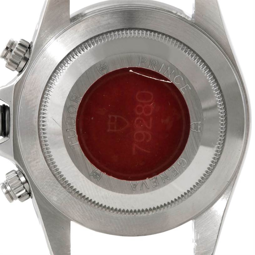 This image shows the case back of the Tudor Prince Tiger watch.