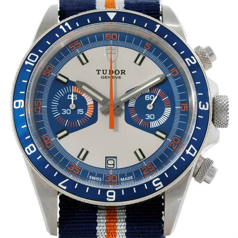 Tudor Heritage Chrono Blue Stainless Steel Mens Watch 70330 Unworn