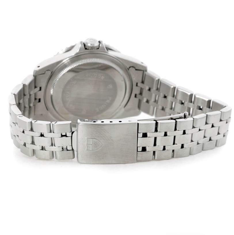 The image shows the back and bracelet of a Tudor Submariner 75190 Men's Stainless Steel Pink Dial 75190 Men's Stainless Steel Pink Dial watch, highlighting the clasp and case back.