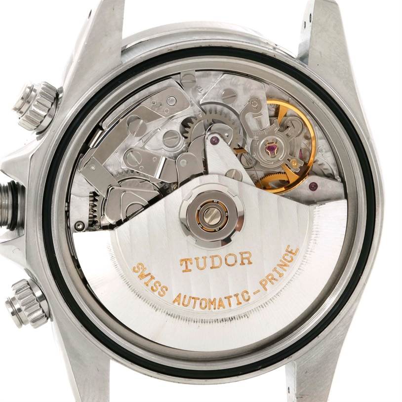 This image shows the inner mechanical components of a Tudor Tiger 79280 Men's Stainless Steel White Dial 79280 Men's Stainless Steel White Dial watch from a rear view angle.
