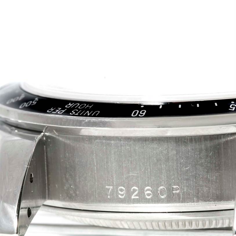 The image shows a close-up side angle of the Tudor Prince model 79260P, highlighting the bezel and part of the case with serial number.