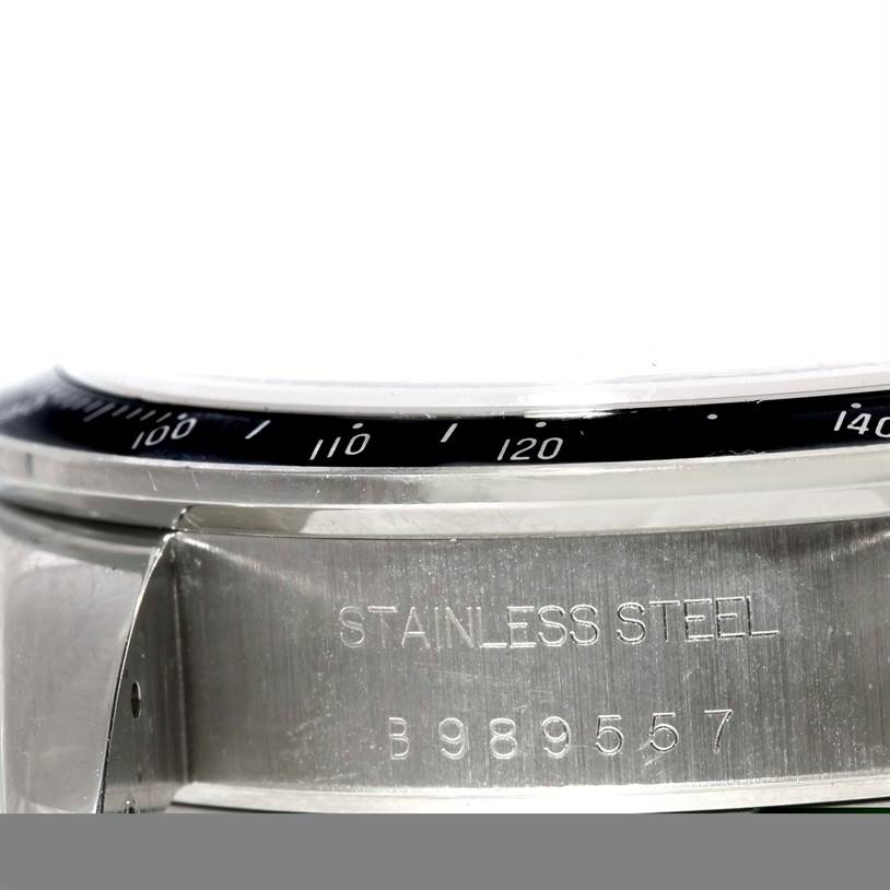 This image shows a close-up of the side view of the Tudor Prince watch, highlighting its stainless steel case and serial number.