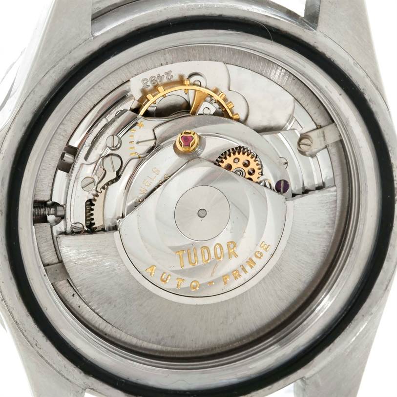 The image shows the internal mechanism of a Tudor Submariner 7016 Men's Stainless Steel Black Dial 7016 Men's Stainless Steel Black Dial watch from a rear angle.