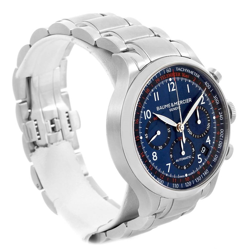 Baume Mercier Capeland Blue Dial Chronograph Steel Mens Watch