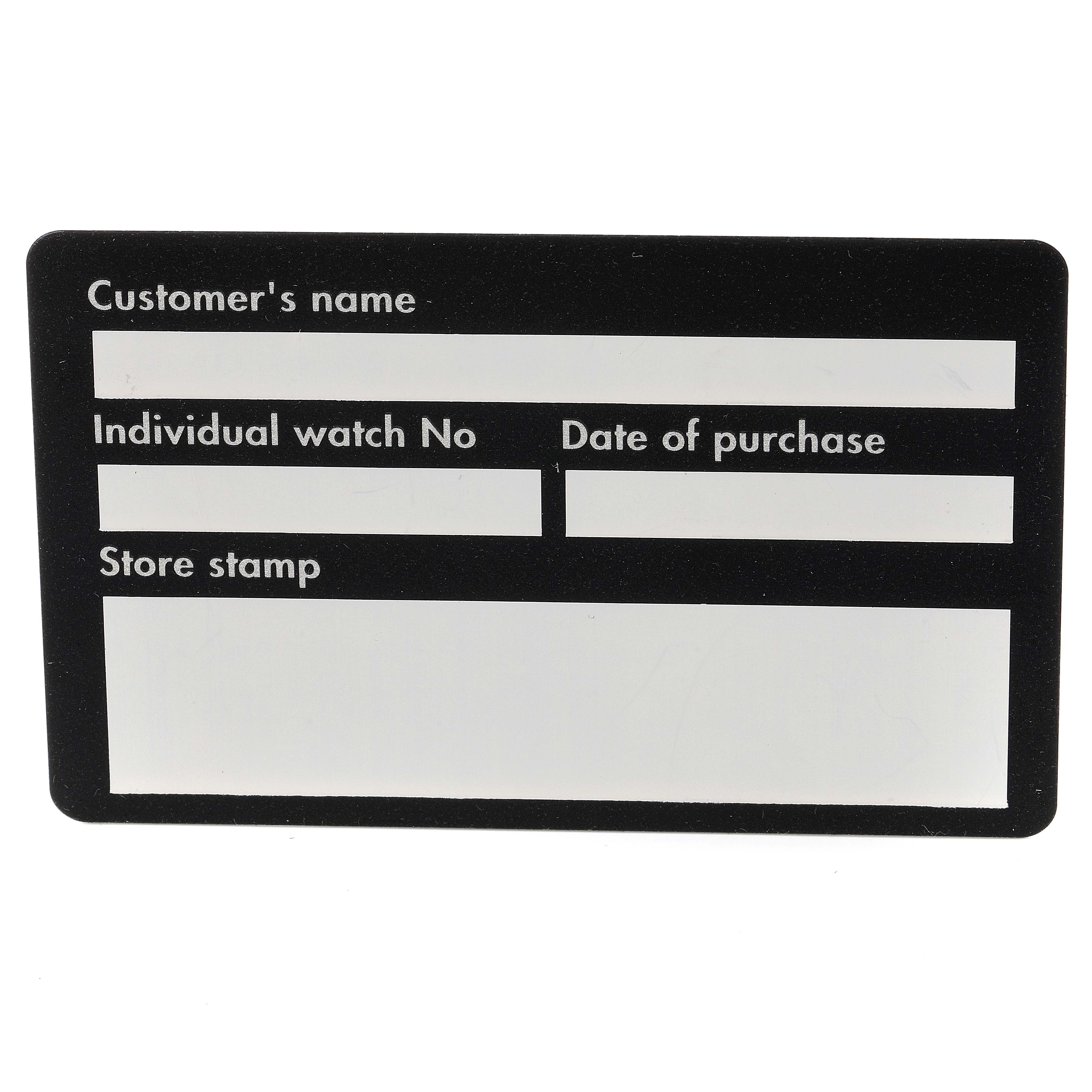 The image shows a blank warranty card for the Classima model by Baume & Mercier.