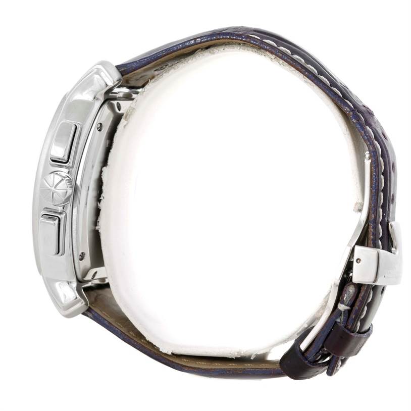 The image shows a side view of the Vacheron Constantin Historiques watch, highlighting its buttons and leather strap.