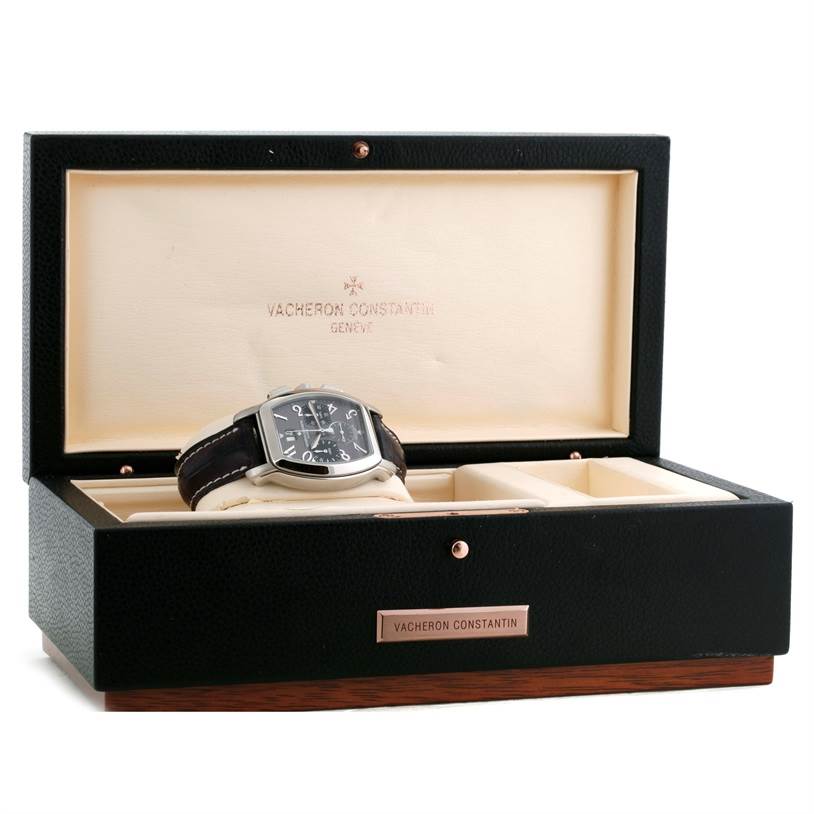 The image shows a Vacheron Constantin Historiques watch, front view, presented in an open brand box.