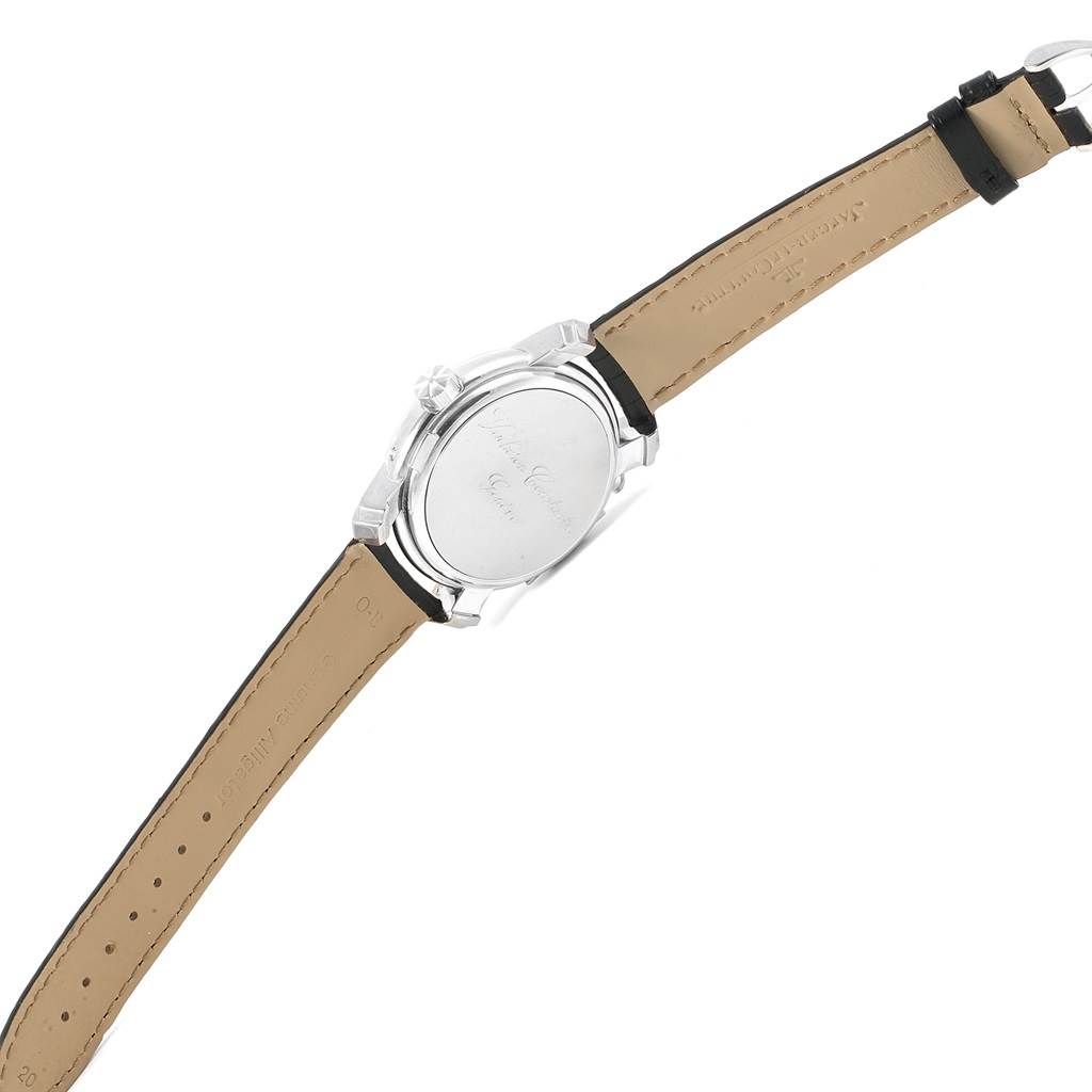 The image shows the back case and leather straps of the Vacheron Constantin Malte 42005 Men's White Gold Silver Dial 42005 Men's White Gold Silver Dial watch from a slight angle.