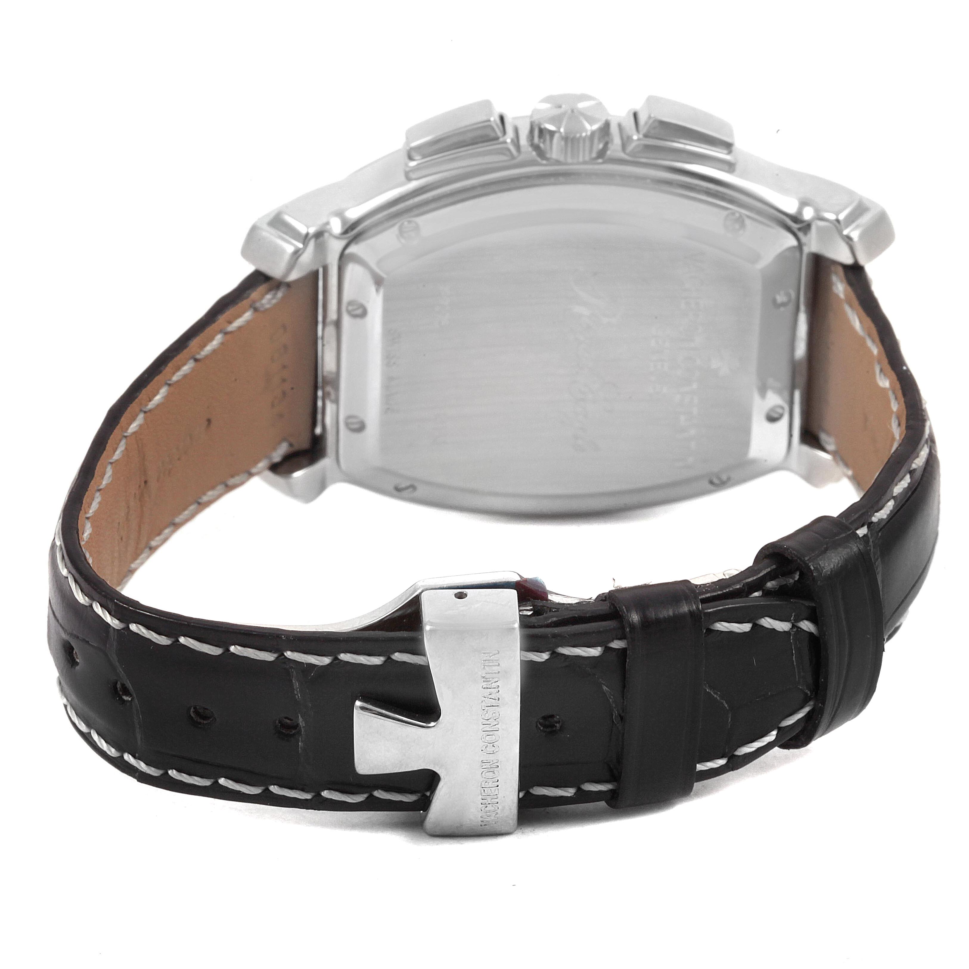 This image shows the back of the case and strap of the Vintage Vacheron Constantin watch at a slight angle.