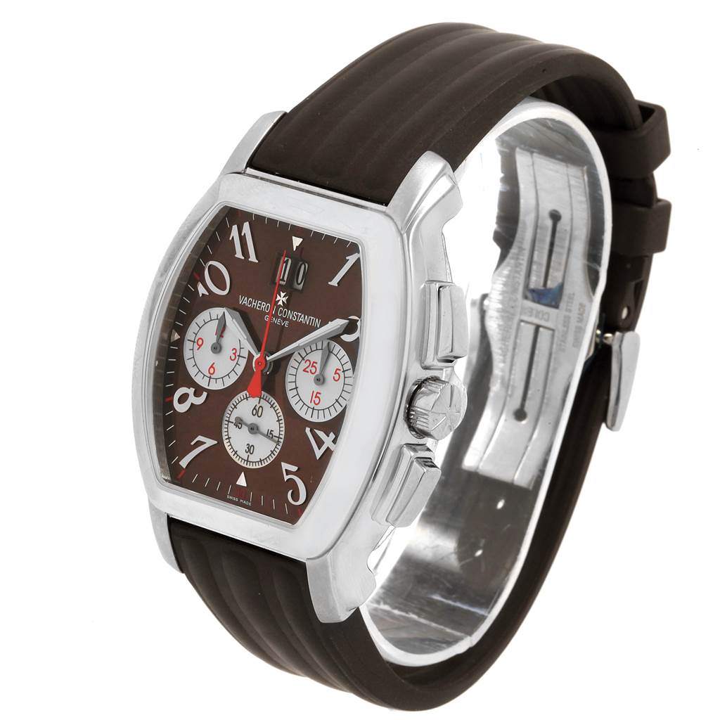 The image shows the front and right side of the Vacheron Constantin Malte watch, emphasizing the dial, bezel, and strap.