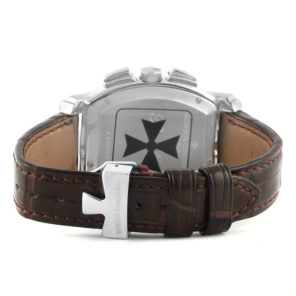 The image shows the back view of a Vintage Vacheron Constantin watch, highlighting its clasp and leather strap.