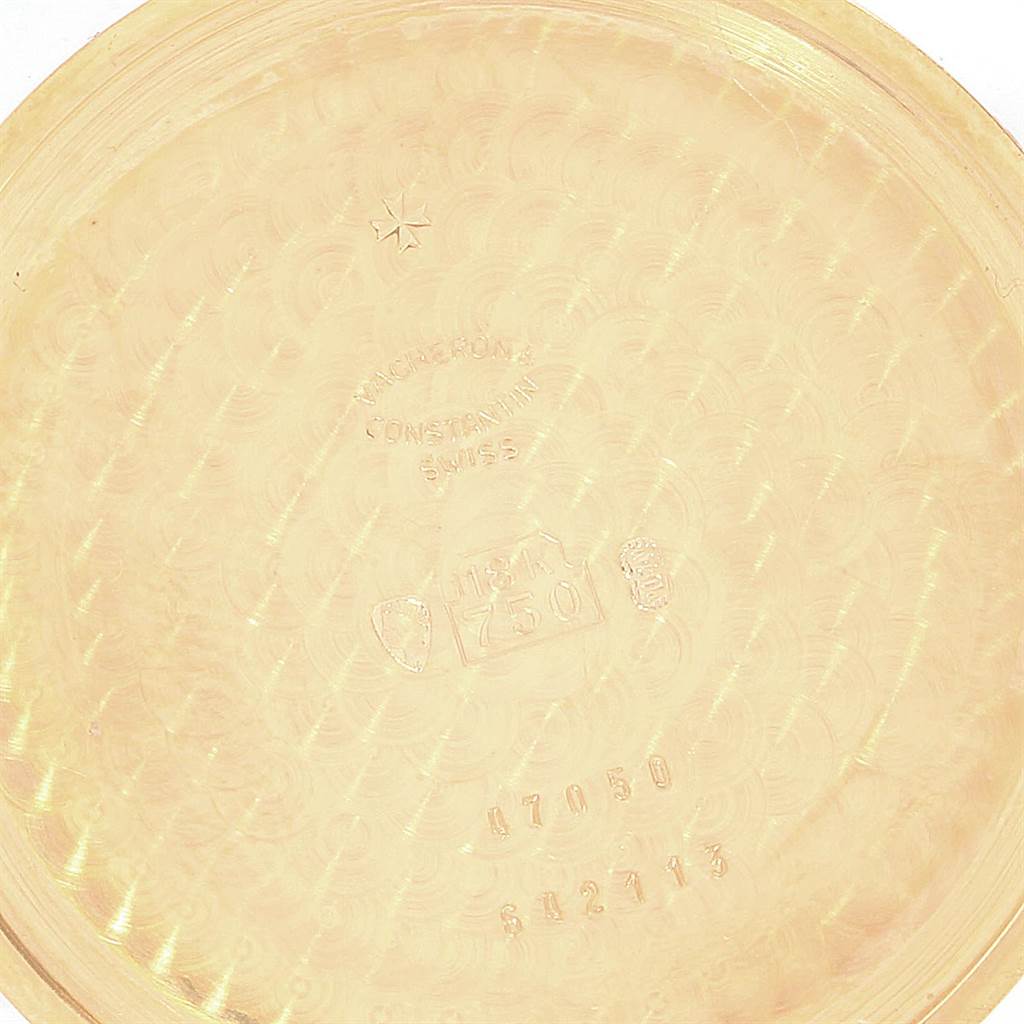 This image shows the interior of the case back of a Vintage Vacheron Constantin watch.