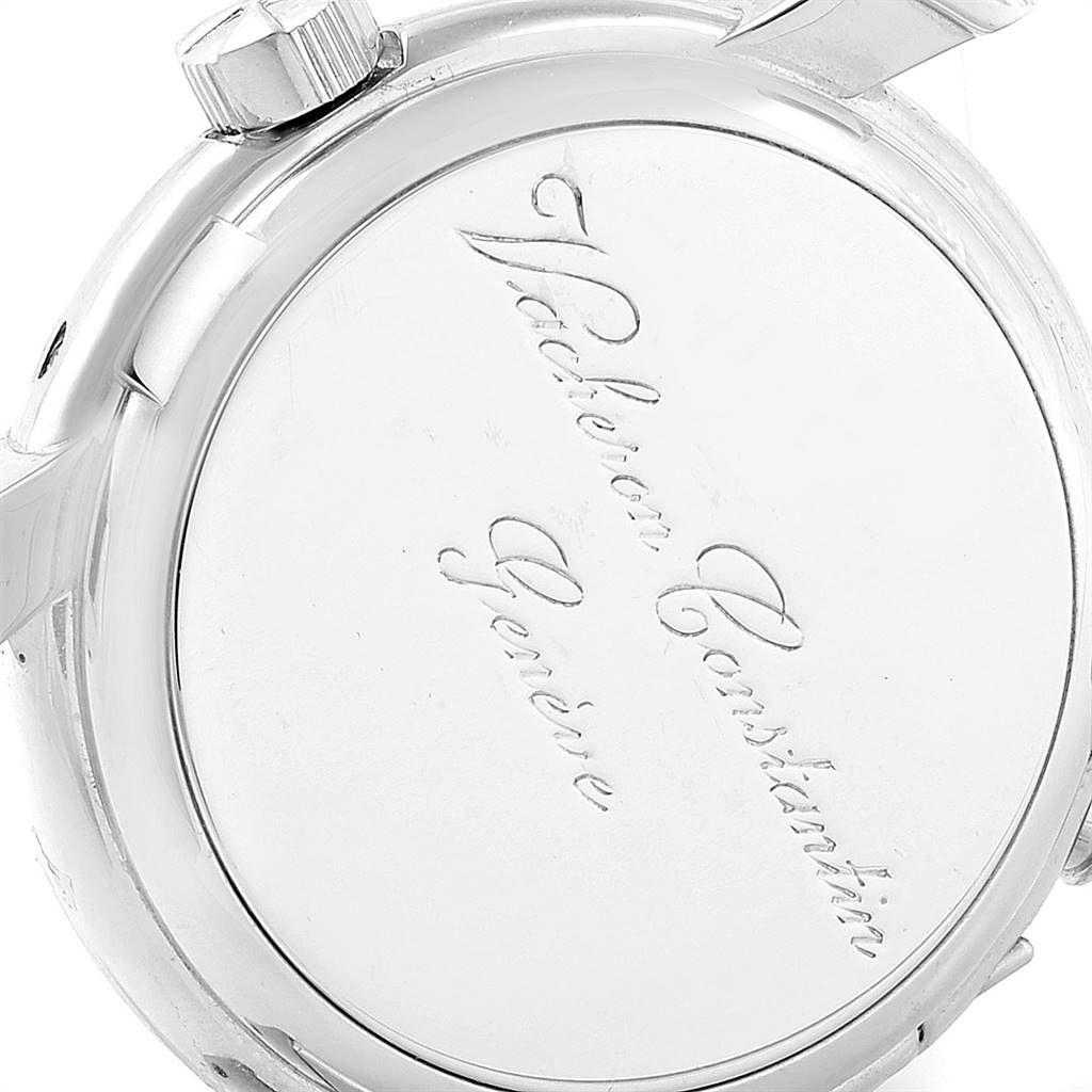 The image shows the back case and crown of the Vacheron Constantin Malte 42005/000G-8900 Men's White Gold Silver Dial 42005/000G-8900 Men's White Gold Silver Dial watch, displaying the brand's engraving.