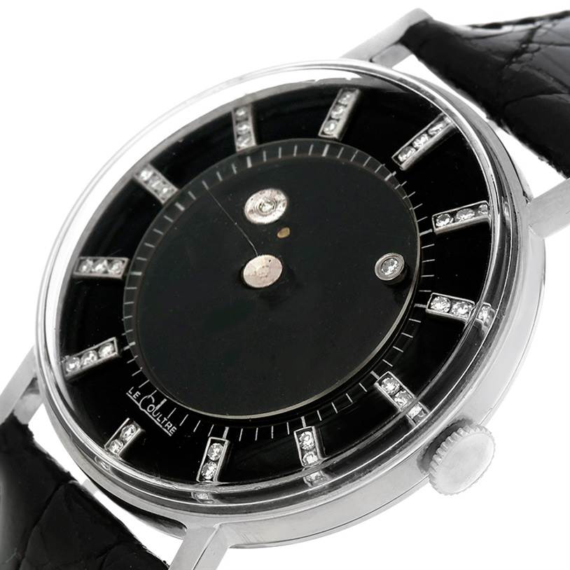 The image shows a close-up, angled view of the dial, bezel, and part of the strap of a Vintage Vacheron Constantin watch.