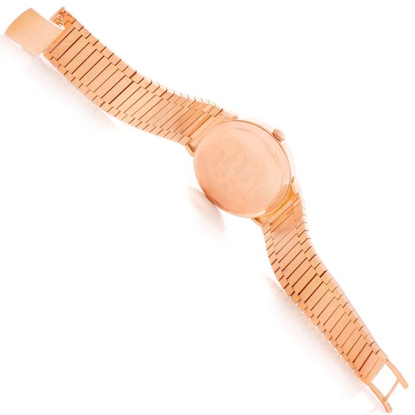 This image shows the back and bracelet of a Vintage Vacheron Constantin watch from a top-angle perspective.