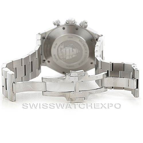 The image shows the back case and open clasp of a Vacheron Constantin Overseas 49150 Men
s Stainless Steel Silver Dial 49150 Men
s Stainless Steel Silver Dial watch, viewed from the rear angle.