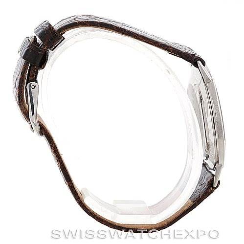 The image shows a side view of a Vintage Vacheron Constantin watch, highlighting the leather strap and clasp detailing.